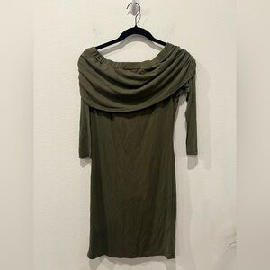 Elegant Olive Green Off-Shoulder Dress Size S By Westmoon